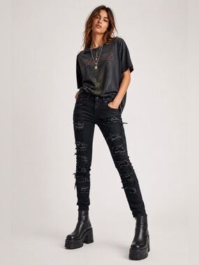 R13 black wash Alison skinny mid rise jeans